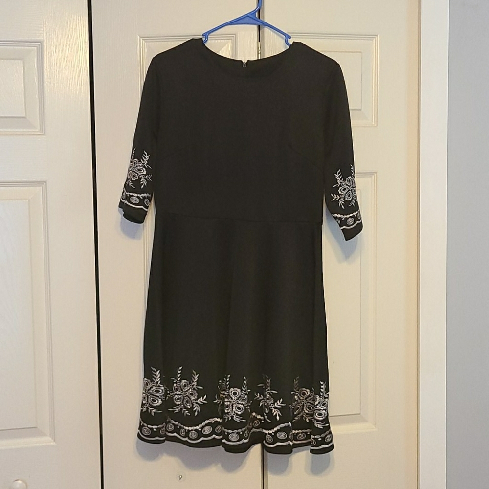 Black embroidered dress